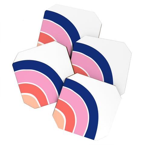 Little Arrow Design Co unicorn dreams rainbow in pink and blue Coaster Set