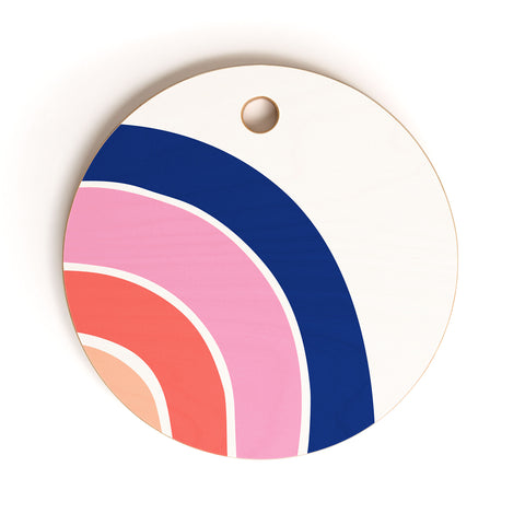 Little Arrow Design Co unicorn dreams rainbow in pink and blue Cutting Board Round