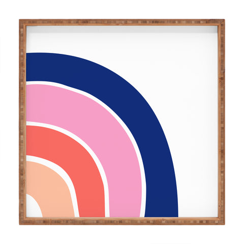 Little Arrow Design Co unicorn dreams rainbow in pink and blue Square Tray