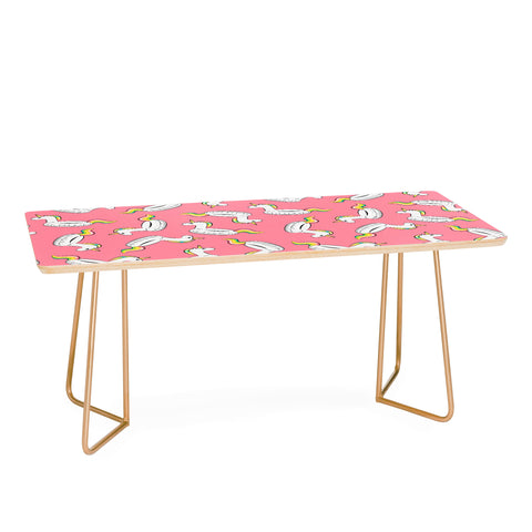 Little Arrow Design Co unicorn pool float on pink Coffee Table