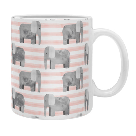 Little Arrow Design Co watercolor elephants on stripes Coffee Mug