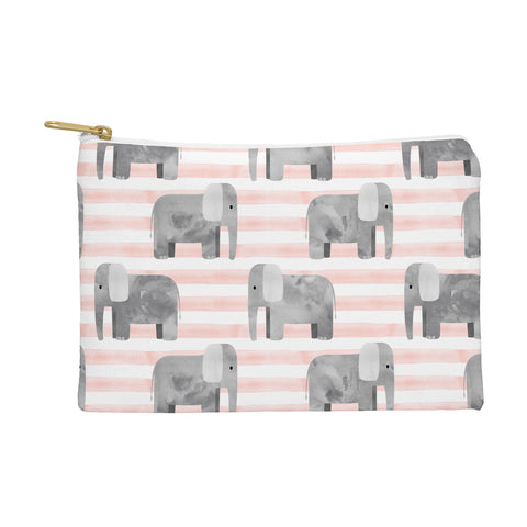 Little Arrow Design Co watercolor elephants on stripes Pouch