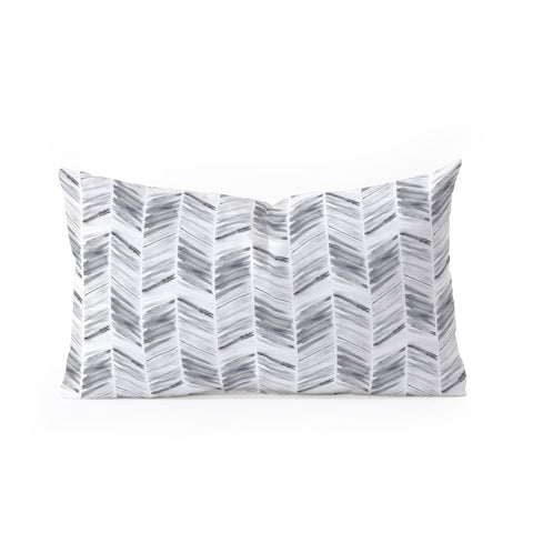Little Arrow Design Co watercolor feather in grey Oblong Throw Pillow