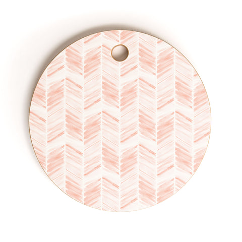 Little Arrow Design Co watercolor feather in pink Cutting Board Round