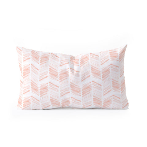 Little Arrow Design Co watercolor feather in pink Oblong Throw Pillow