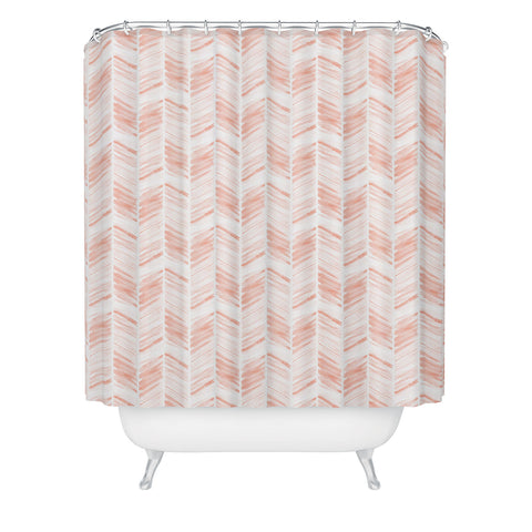 Little Arrow Design Co watercolor feather in pink Shower Curtain