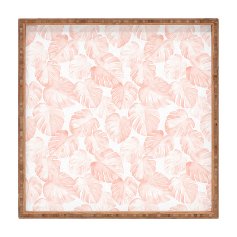 Little Arrow Design Co watercolor monstera in dusty pink Square Tray