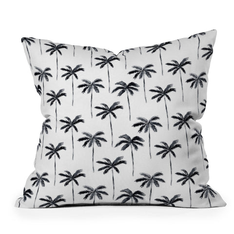 Little Arrow Design Co watercolor palm tree in black Throw Pillow