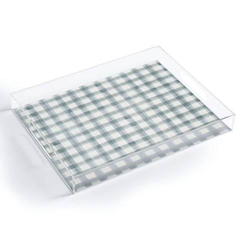 Little Arrow Design Co watercolor plaid muted blue Acrylic Tray