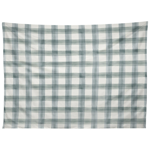 Little Arrow Design Co watercolor plaid muted blue Tapestry
