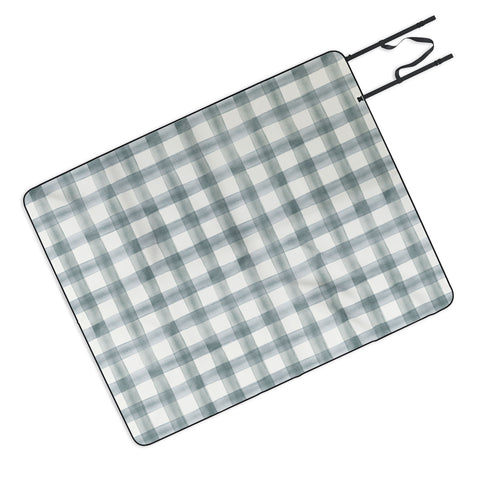 Little Arrow Design Co watercolor plaid muted blue Outdoor Blanket