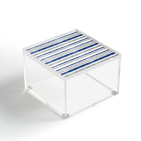 Little Arrow Design Co Watercolor Stripes Grey Blue Acrylic Box