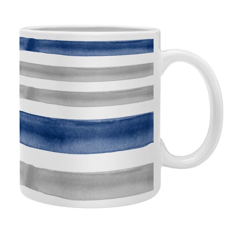 Little Arrow Design Co Watercolor Stripes Grey Blue Coffee Mug