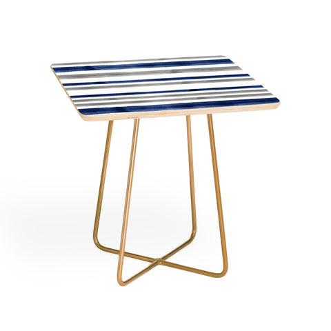 Little Arrow Design Co Watercolor Stripes Grey Blue Side Table