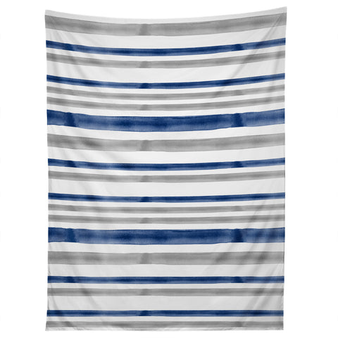 Little Arrow Design Co Watercolor Stripes Grey Blue Tapestry