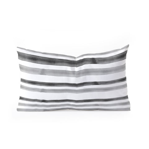 Little Arrow Design Co Watercolor Stripes in Grey Oblong Throw Pillow