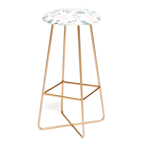 Little Arrow Design Co watercolor woodland in pink Bar Stool