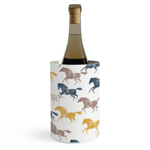 Little Arrow Design Co wild horses blue Wine Chiller