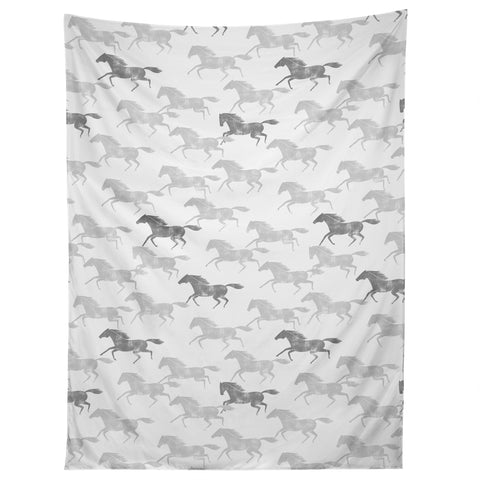 Little Arrow Design Co wild horses gray Tapestry