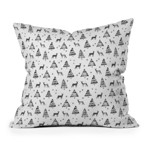 Little Arrow Design Co winter deer in black watercolor Throw Pillow