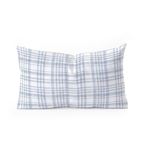 Little Arrow Design Co Winter Watercolor Plaid Blue Oblong Throw Pillow
