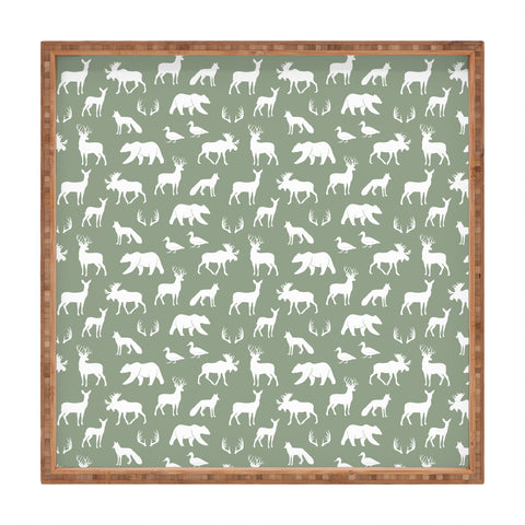 Little Arrow Design Co woodland on sage Square Tray