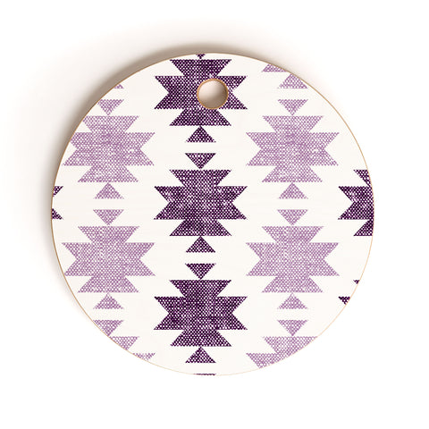 Little Arrow Design Co Woven Aztec in Eggplant Cutting Board Round