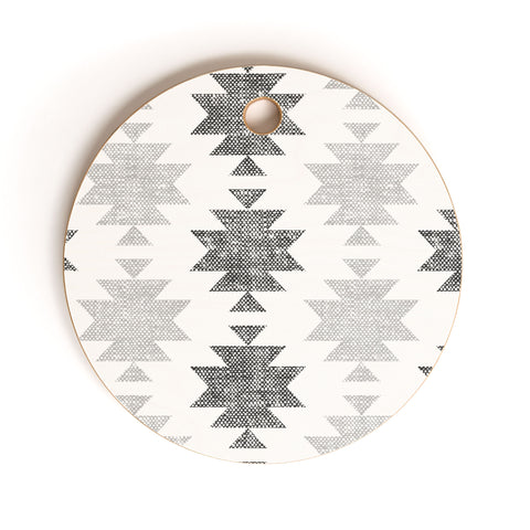 Little Arrow Design Co Woven Aztec in Grey Cutting Board Round
