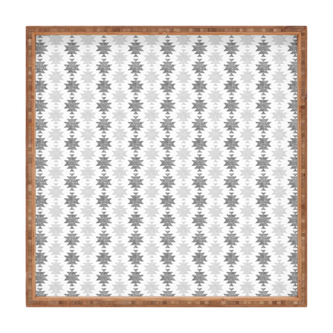 Little Arrow Design Co Woven Aztec in Grey Square Tray