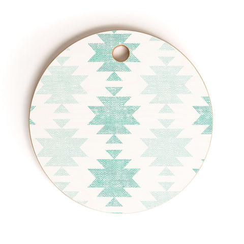 Little Arrow Design Co Woven Aztec in Teal Cutting Board Round
