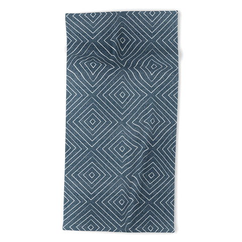Little Arrow Design Co woven diamonds dark blue Beach Towel