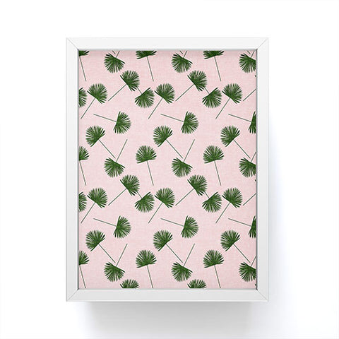 Little Arrow Design Co Woven Fan Palm Green on Pink Framed Mini Art Print
