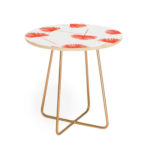 Little Arrow Design Co Woven Fan Palm in Orange Round Side Table