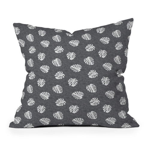 Little Arrow Design Co Woven Monstera on Grey Throw Pillow