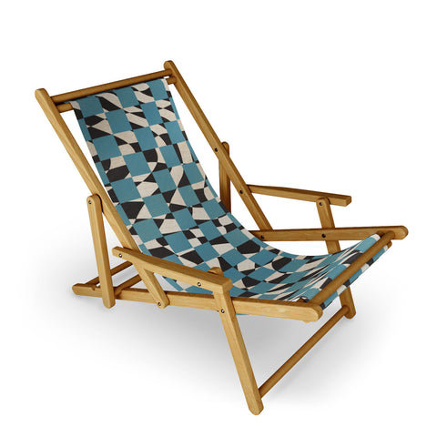 Little Dean Abstract checked blue and black Sling Chair