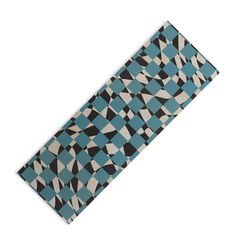 Little Dean Abstract checked blue and black Yoga Mat