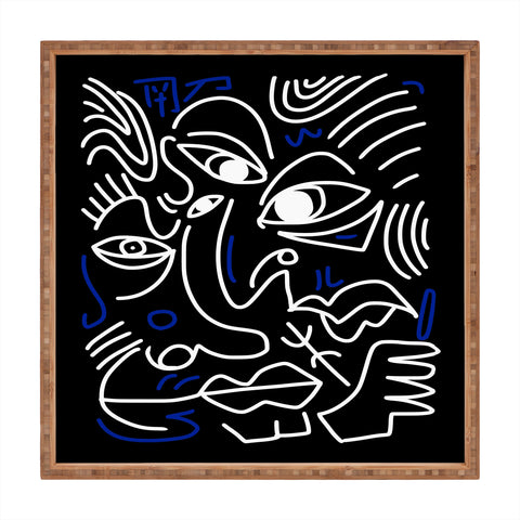 Little Dean Abstract line art 005 Square Tray