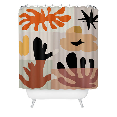 Little Dean Abstract shape collage Shower Curtain