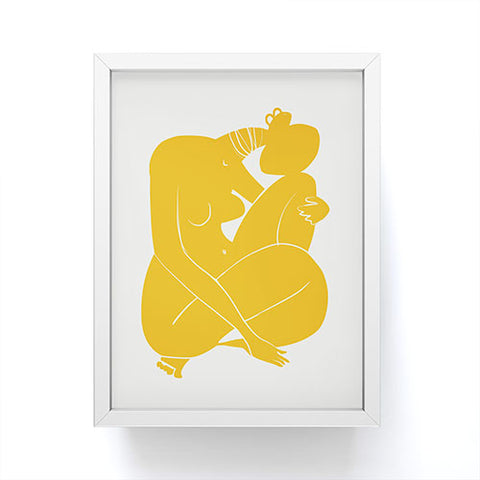Little Dean Baby hug nude in yellow Framed Mini Art Print