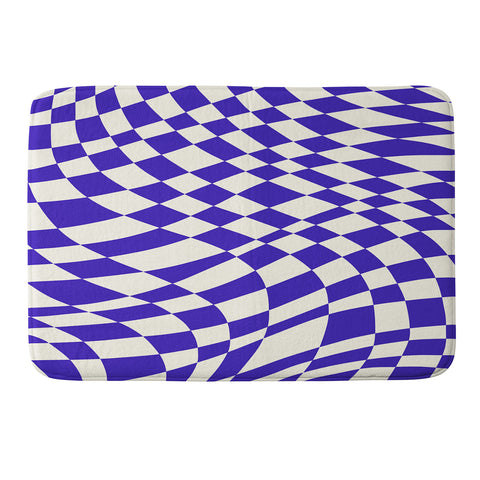 Little Dean Blue twist checkered pattern Memory Foam Bath Mat