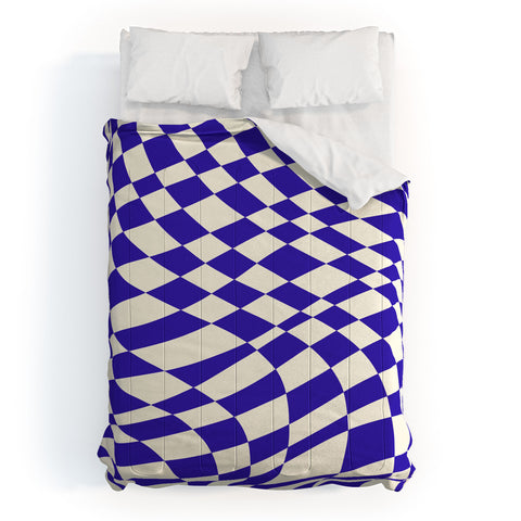 Little Dean Blue twist checkered pattern Comforter