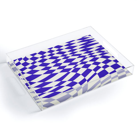 Little Dean Blue twist checkered pattern Acrylic Tray