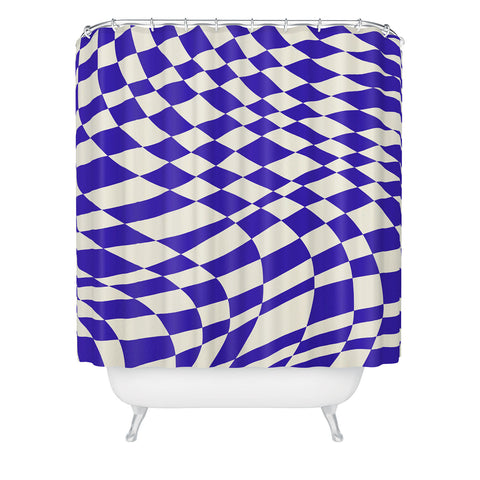 Little Dean Blue twist checkered pattern Shower Curtain