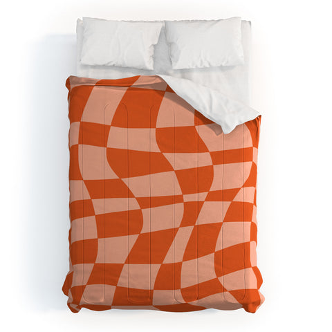 Little Dean Checkered beige and orange Comforter