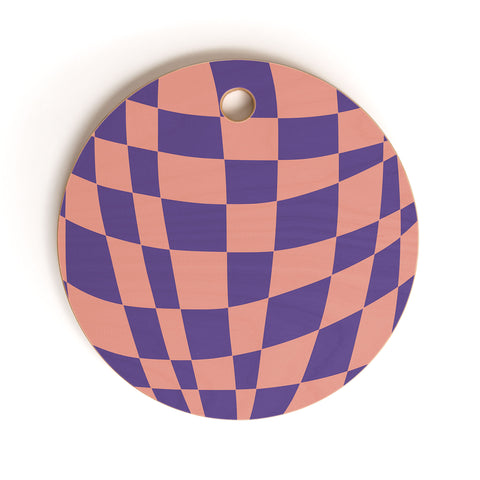 Little Dean Checkered pink and purple Cutting Board Round