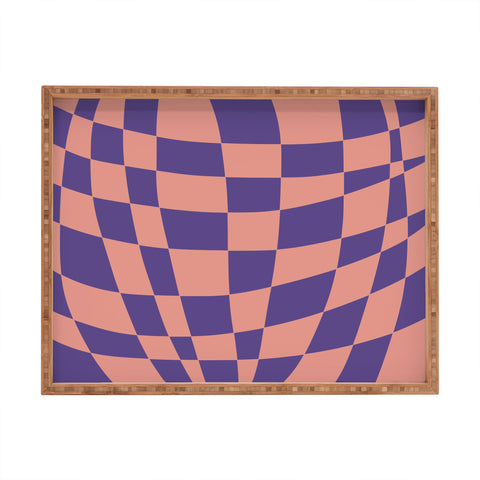 Little Dean Checkered pink and purple Rectangular Tray