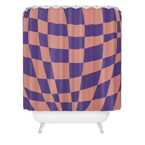 Little Dean Checkered pink and purple Shower Curtain