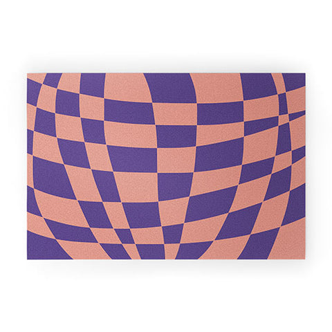 Little Dean Checkered pink and purple Welcome Mat
