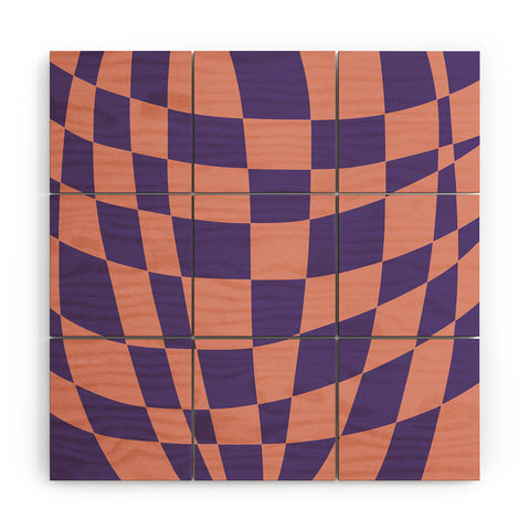 Little Dean Checkered pink and purple Wood Wall Mural