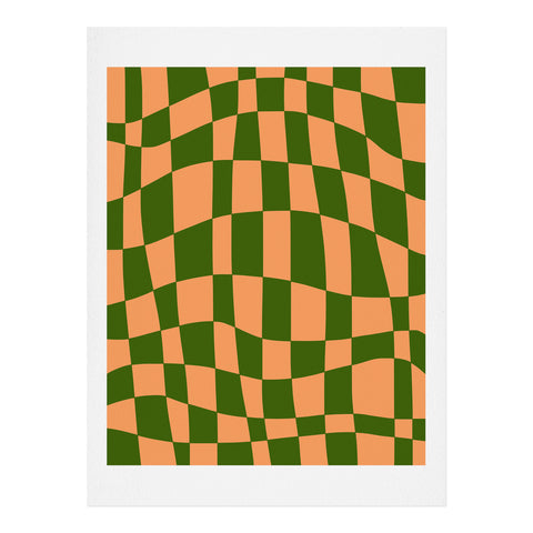 Little Dean Checkered yellow and green Art Print
